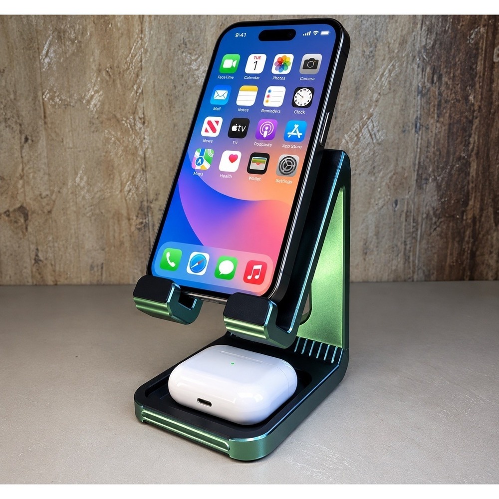 btw409 Phone Tablet Stand OS New Made in USA Desktop Holder Tray Iridescent